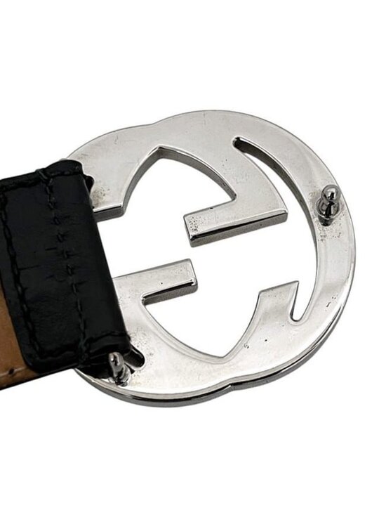 Gucci Belt Black Interlocking 95 38 Waist 100 40 Leather GG Logo Buckle main image 4